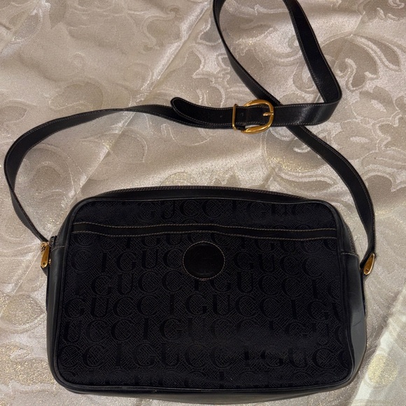 Gucci Black Crossbody Bag with Gold Buckle